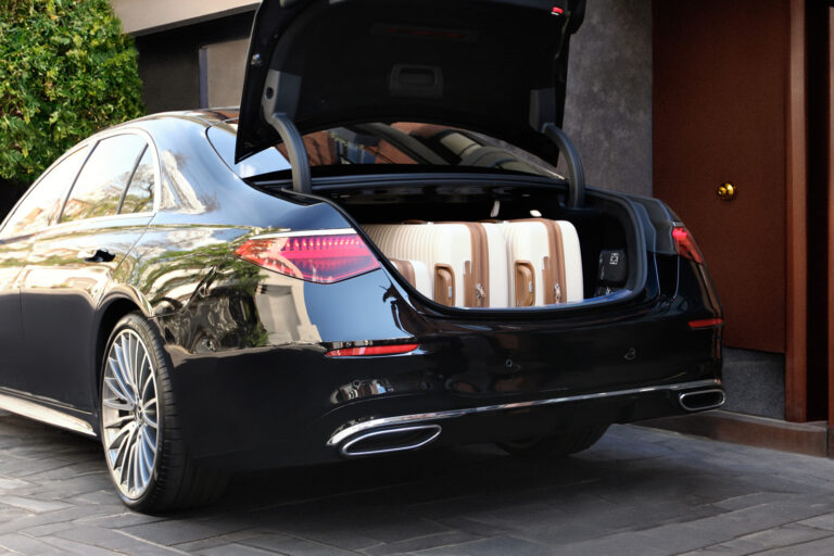 Fleet mercedes s class chauffeur car with luggage